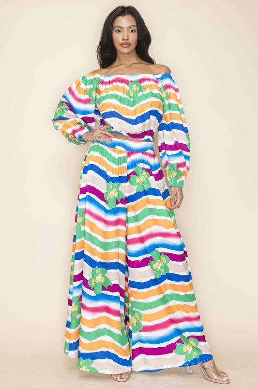New Arrival – Off Shoulder Top And Wide Pants Set – New Arrival Now Live