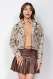 Plaid Button-down Crop Jacket