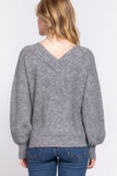 Long Slv Double V-neck Sweater