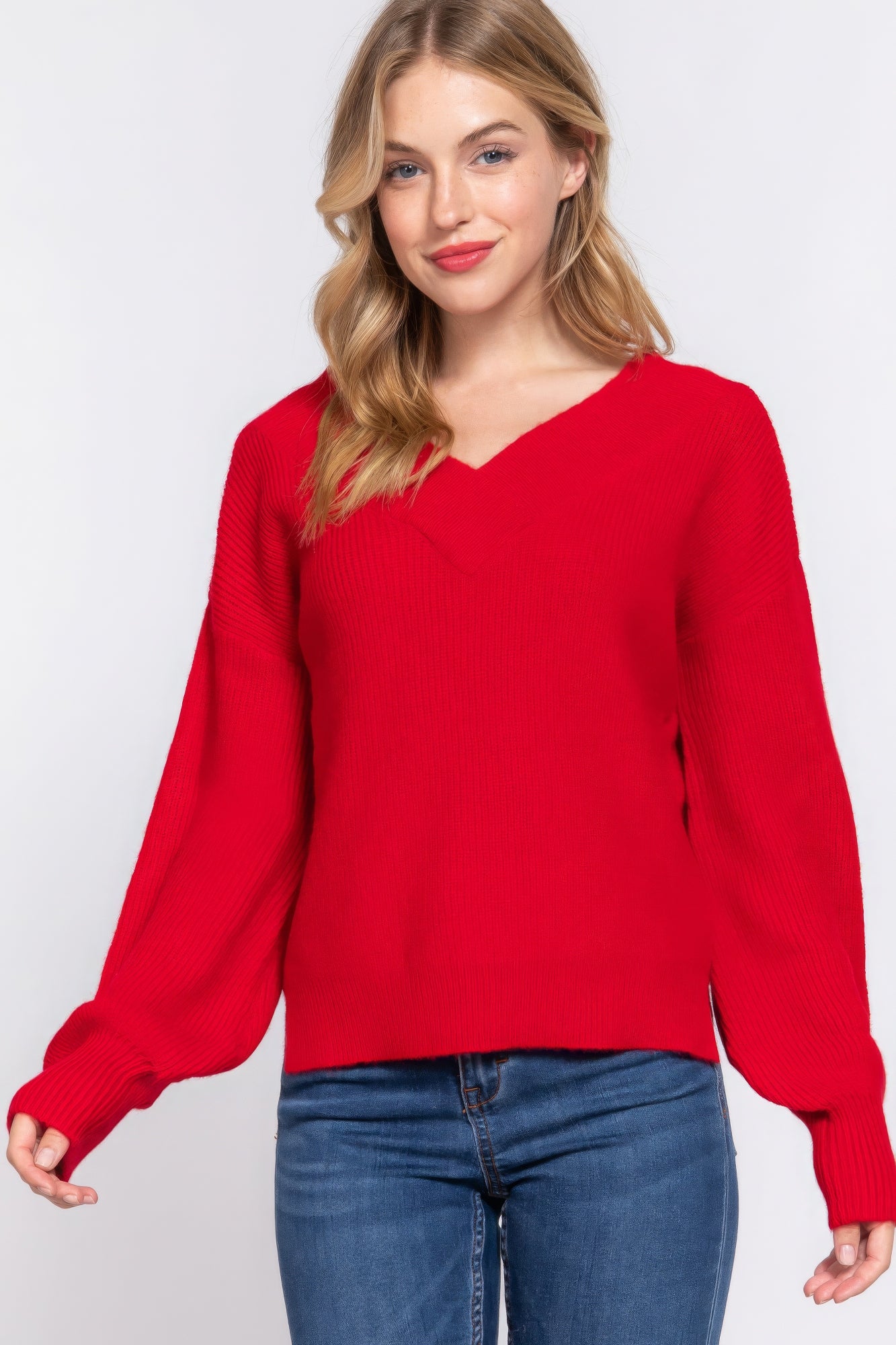 New Arrival – Long Slv Double V-neck Sweater – New Arrival Now Live