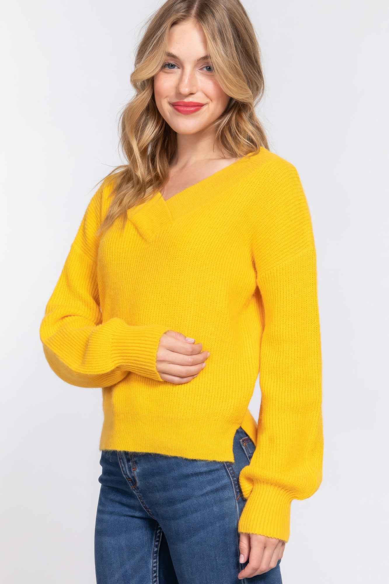 New Arrival – Long Slv Double V-neck Sweater – New Arrival Now Live