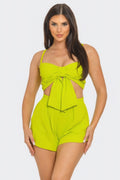 Front Oversized Bow Twisted Tie Top And Shorts Set-Product Type | Naughty Smile Fashion