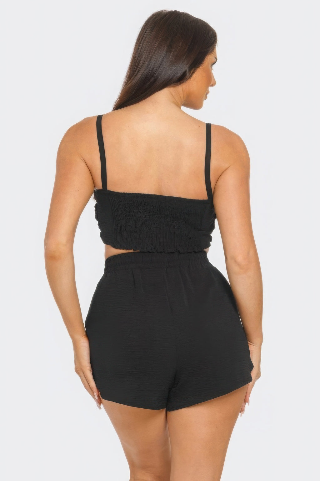 Front Oversized Bow Twisted Tie Top And Shorts Set-Product Type | Naughty Smile Fashion