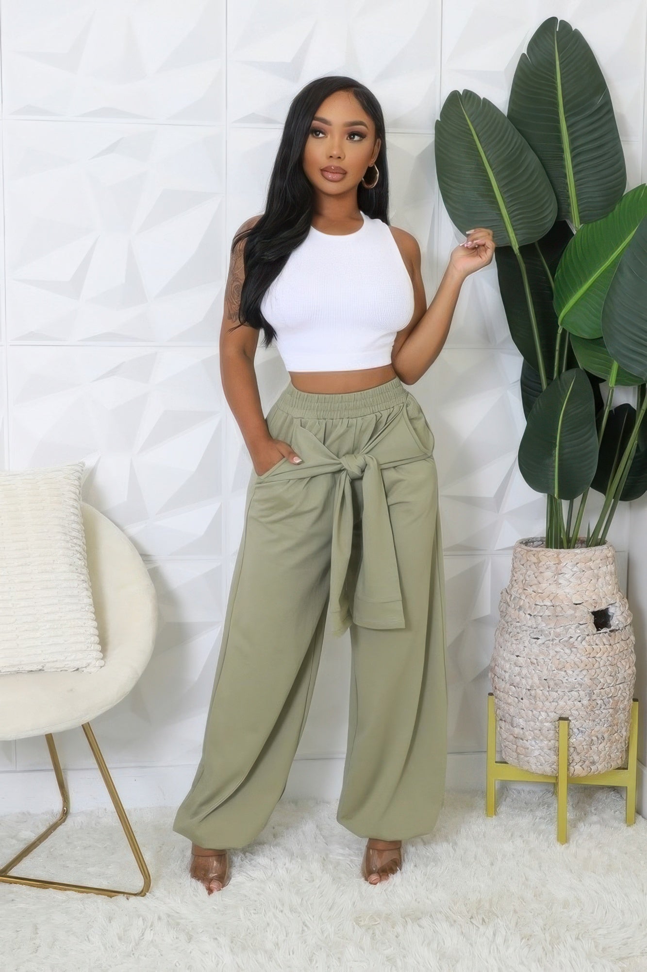 High-waisted Stretch Pants-Product Type | Naughty Smile Fashion