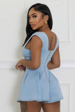 Denim, V-neck Stretch Romper