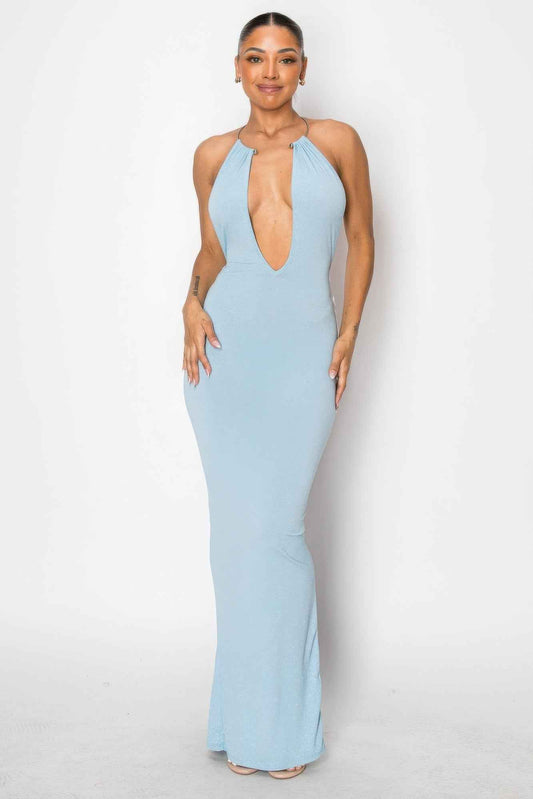 New Arrival – Halter Necklace Trim Long Dress – New Arrival Now Live