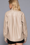 Long Slv Faux Leather Shacket