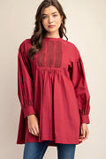 Long sleeve mini dress with lace detail-Product Type | Naughty Smile Fashion