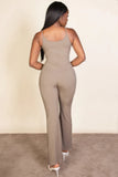 Ribbed sleeveless wide leg jumpsuit