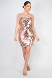 Sequin-studded crisscross back mini dress