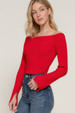 Long flare slv off shoulder sweater