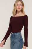 Long flare slv off shoulder sweater