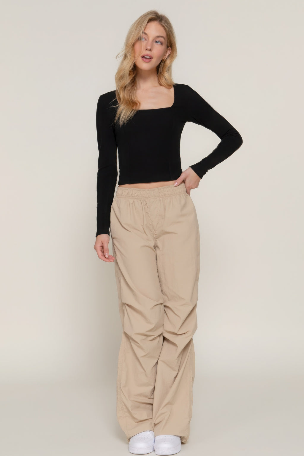 Long slv sweetheart neck seam detail knit top-Product Type | Naughty Smile Fashion