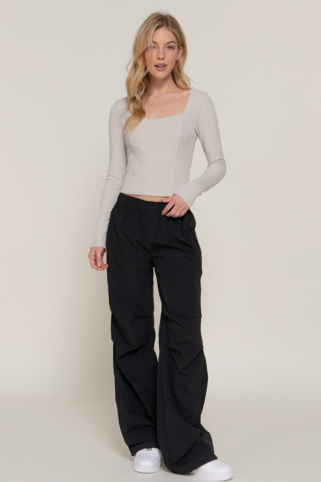 Long slv sweetheart neck seam detail knit top-Product Type | Naughty Smile Fashion