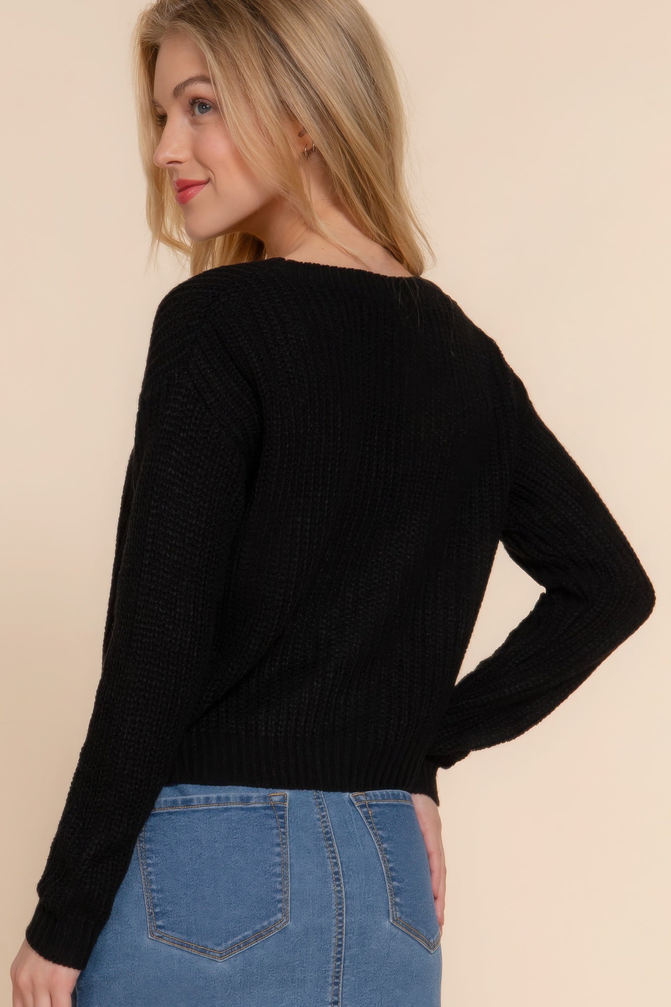 Long slv v-neck sweater cardigan-Product Type | Naughty Smile Fashion