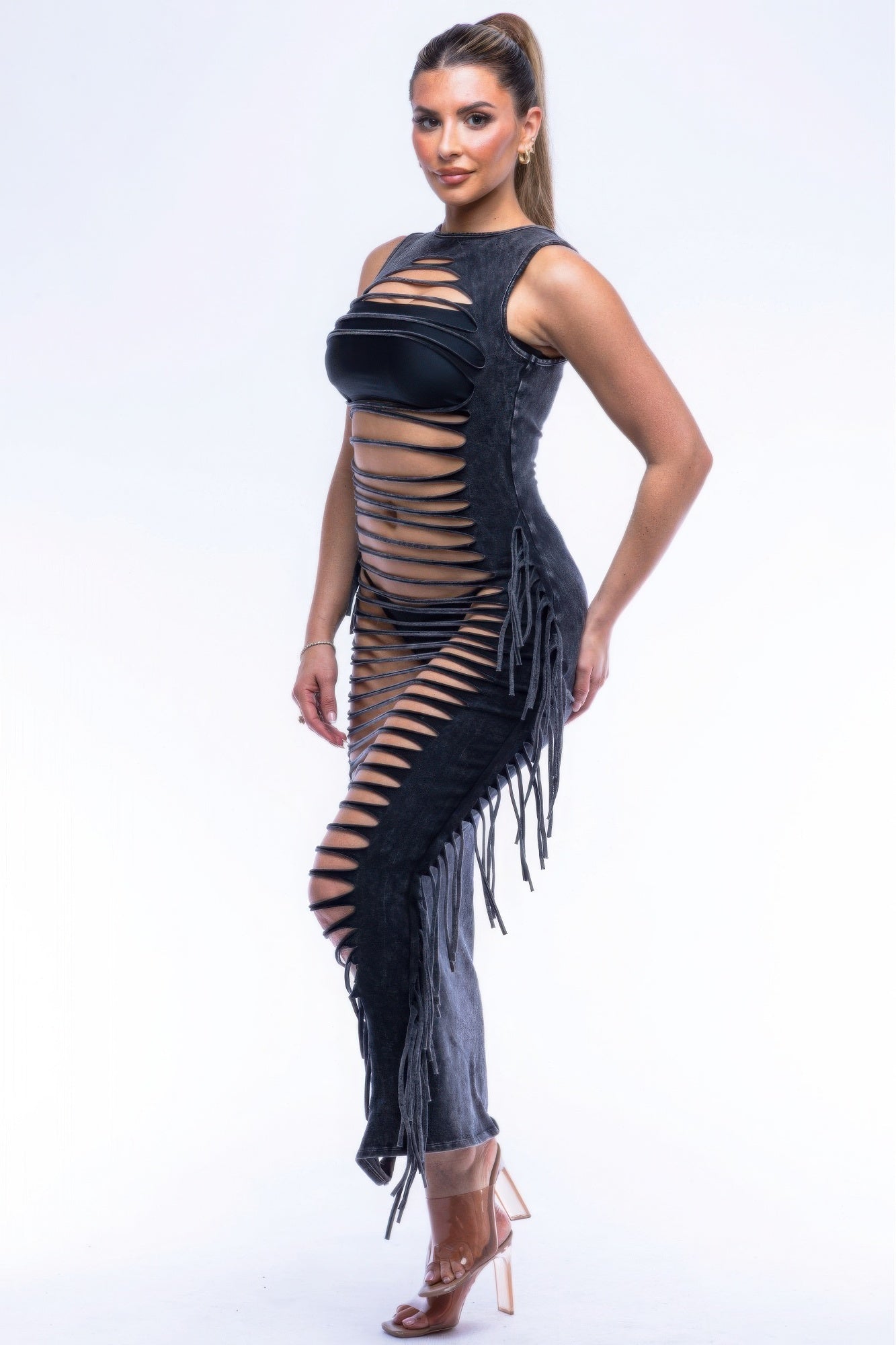Fringe Cut Out Maxi Dress-Product Type | Naughty Smile Fashion