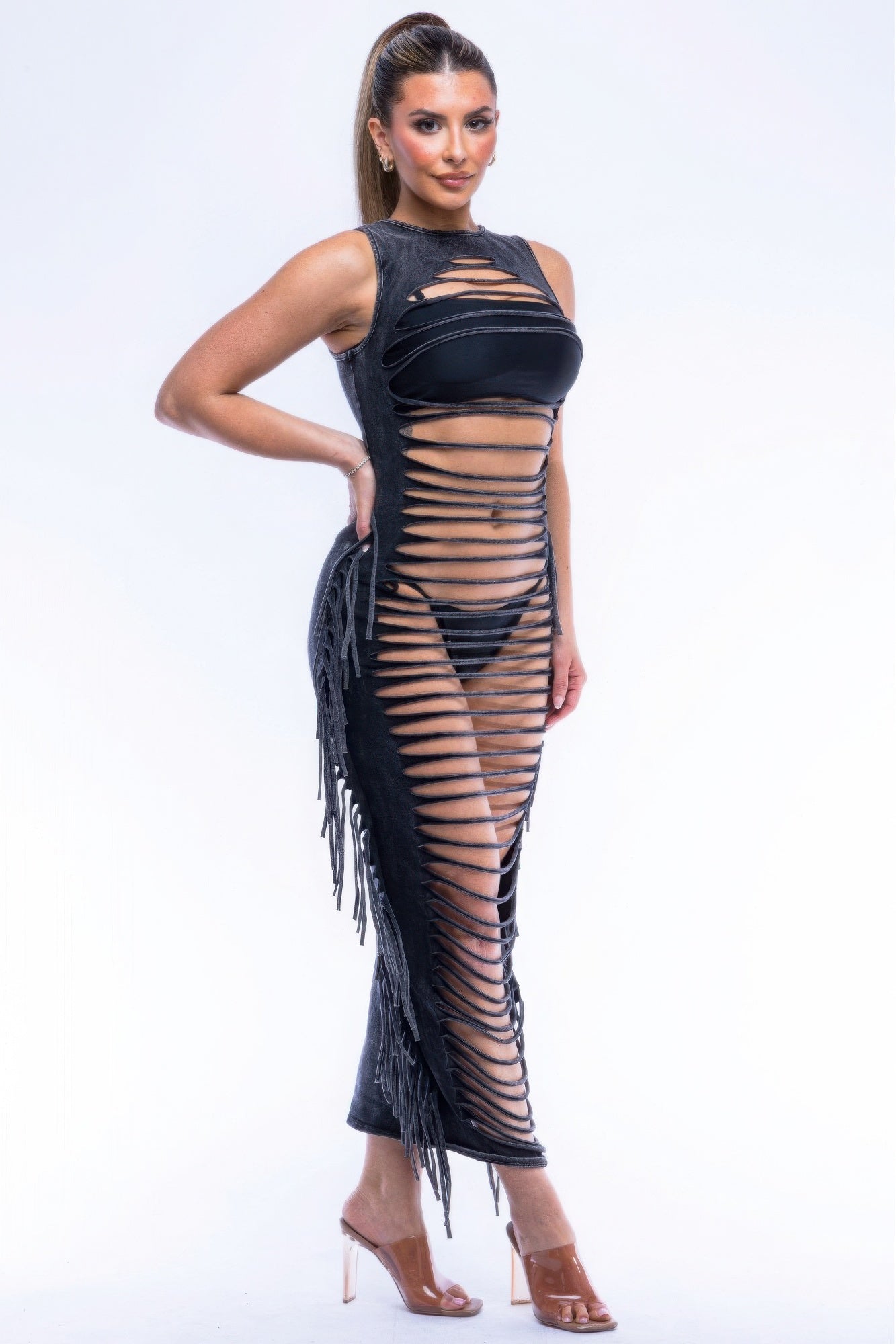 Fringe Cut Out Maxi Dress-Product Type | Naughty Smile Fashion