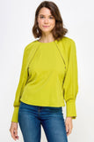 Raglan Long Sleeve Top With Back Neck Tie