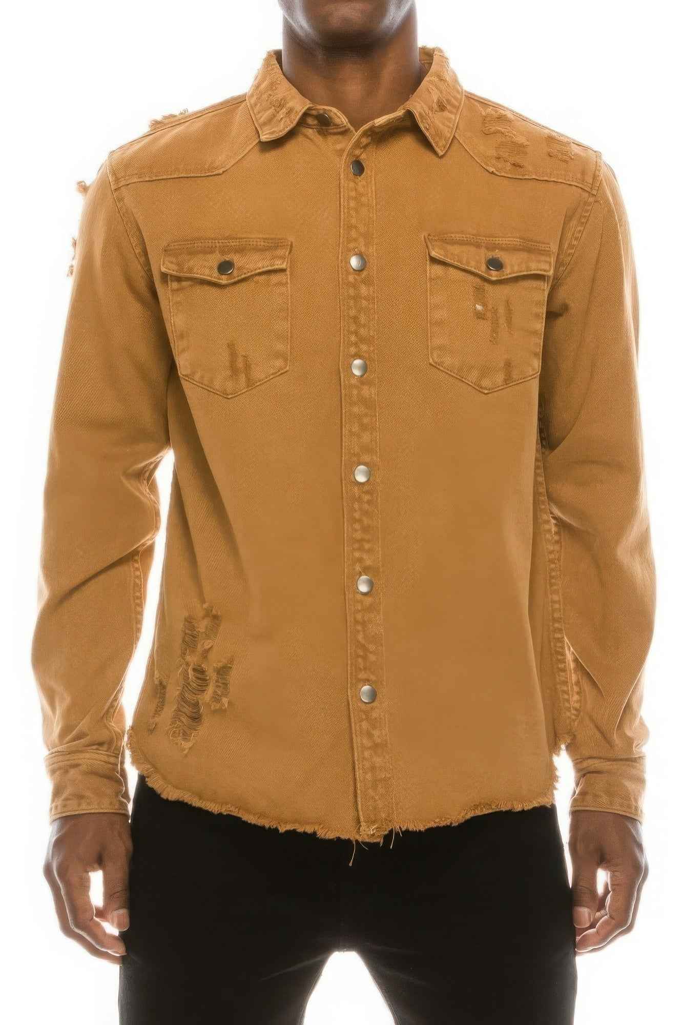 New Arrival – Men's Ripped Denim Overshirt – New Arrival Now Live