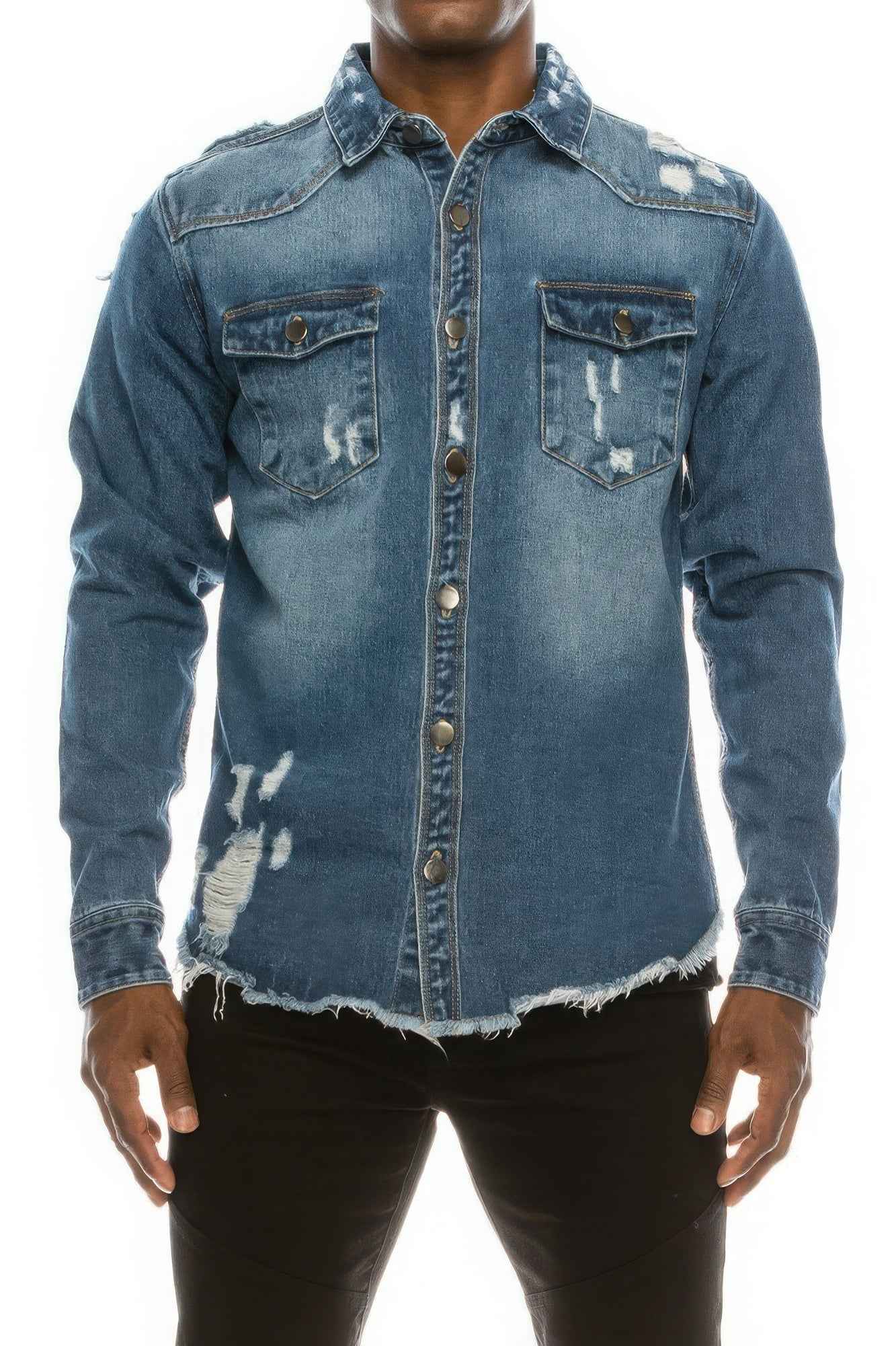 New Arrival – Men's Ripped Denim Overshirt – New Arrival Now Live
