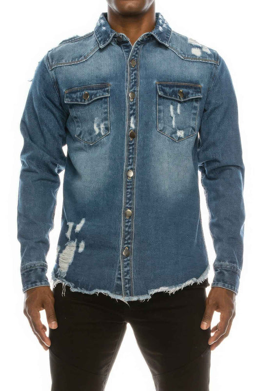 New Arrival – Men's Ripped Denim Overshirt – New Arrival Now Live