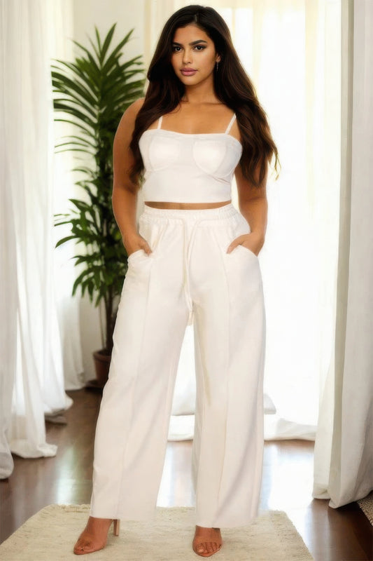 New Arrival – Plus Bustier Crop Cami Top & Slant Pocket Straight Pants – New Arrival Now Live