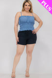 Plus Size Tiered Shirred Body Crop Top