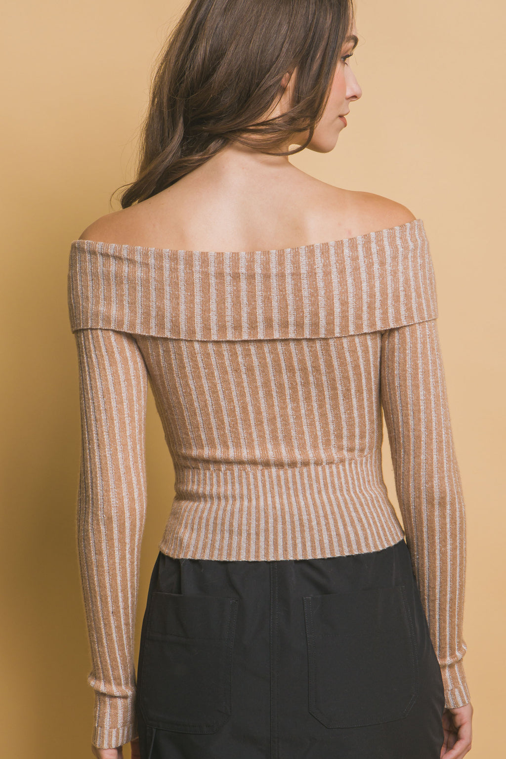 Ribbed bardot zip up long sleeve-Product Type | Naughty Smile Fashion