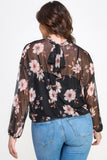 Mesh Floral Ls Top W/cami