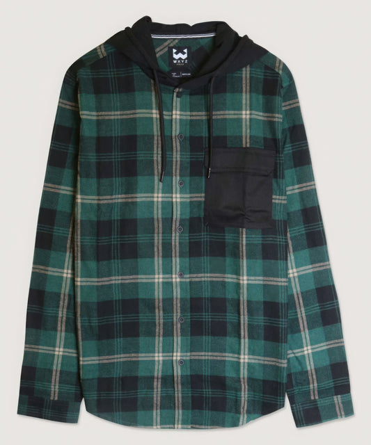 New Arrival – Contrast Pocket Plaid Hooded Shirt – New Arrival Now Live
