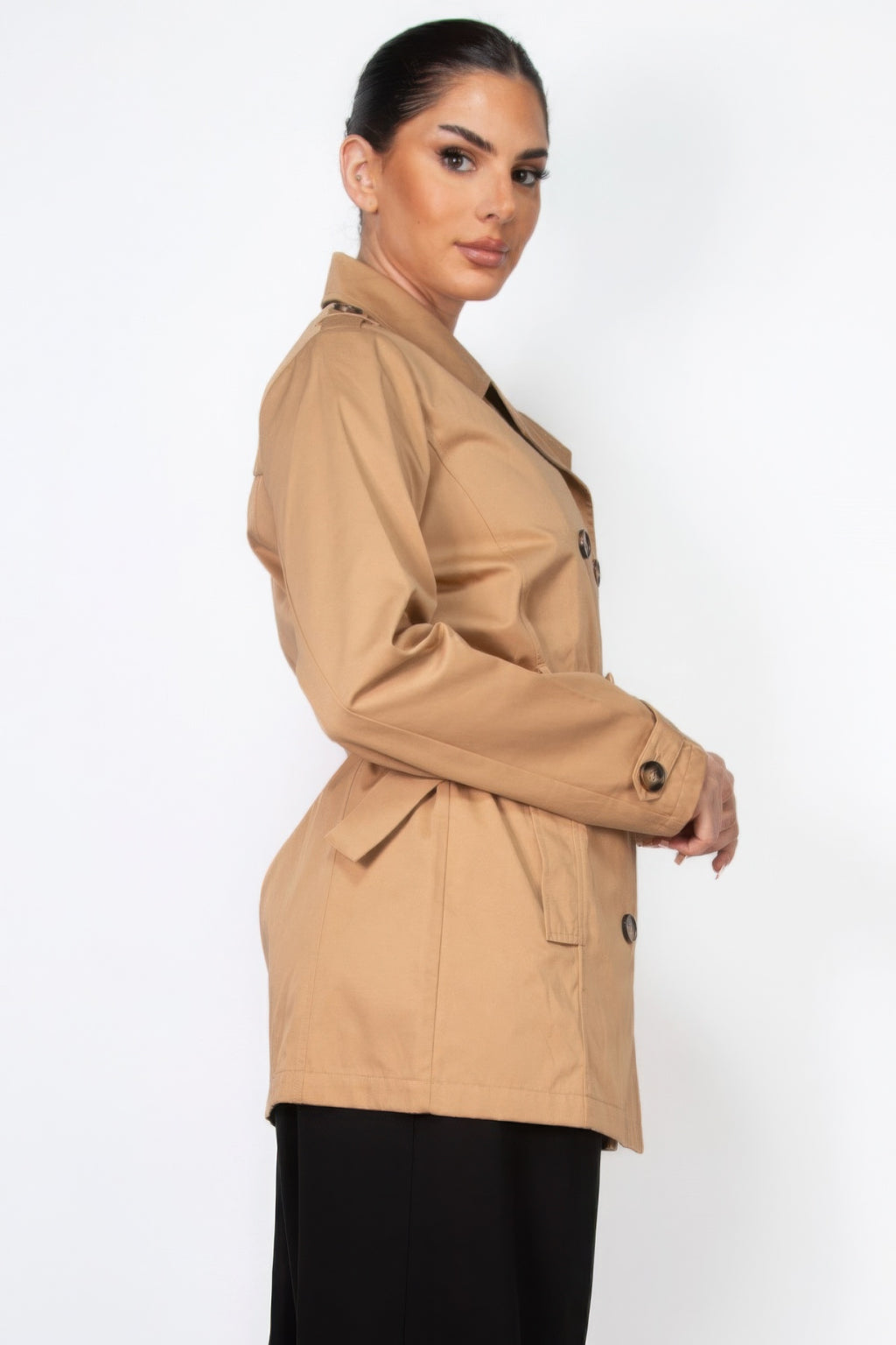 Double-breasted Notch Belted Coat-Product Type | Naughty Smile Fashion