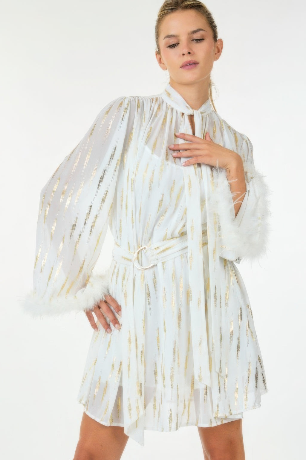 Metallic Print Short Dress-Product Type | Naughty Smile Fashion