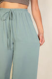 Drawstring Waist Wide Leg Minimalist Pants