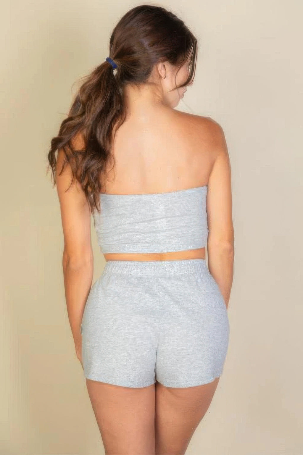 Simple Solid Color Tube Top And Shorts Two Piece Set-Product Type | Naughty Smile Fashion