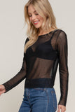 Long Slv Mesh W/rhinestone Top