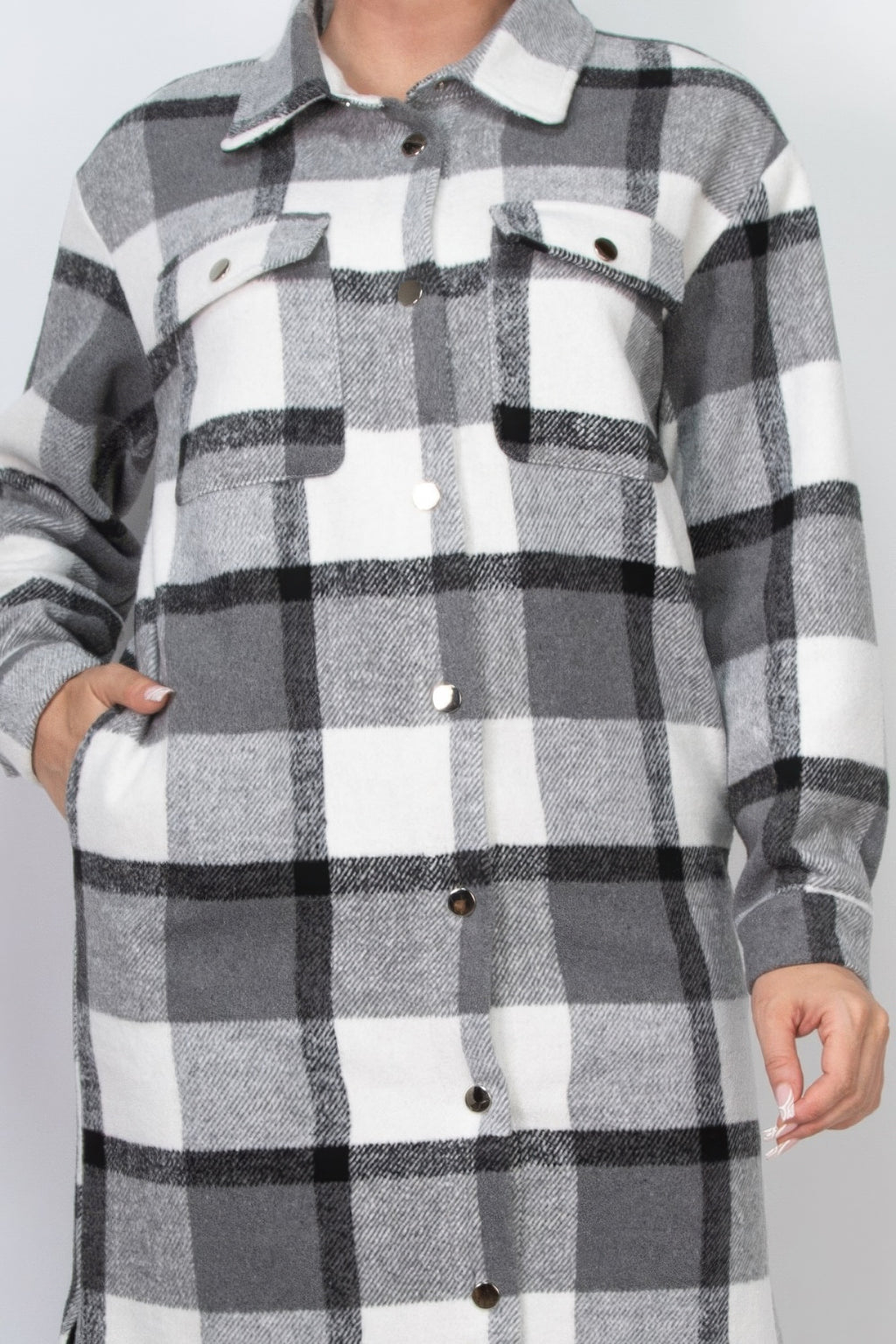Plaid Buttoned Shacket Coat-Product Type | Naughty Smile Fashion