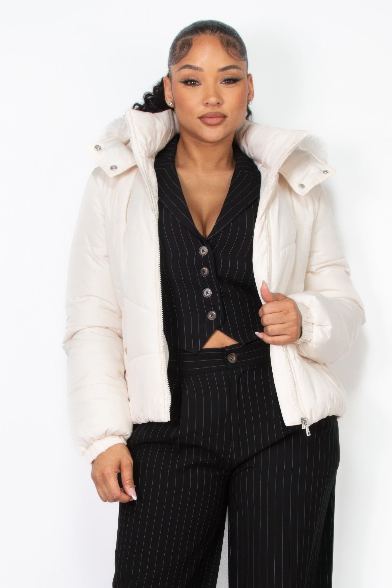 New Arrival – Insulated Zip-up Faux Fur Hooded Jacket – New Arrival Now Live