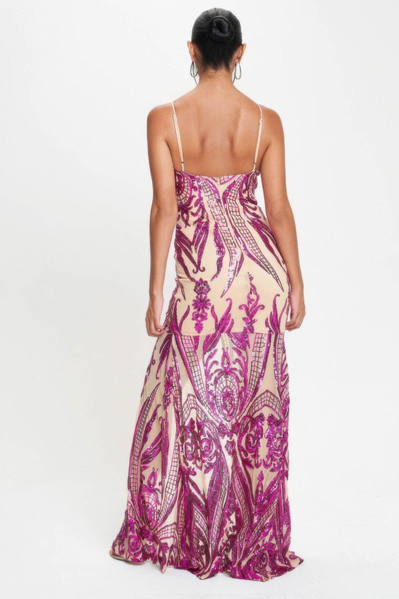 Spaghetti Strap Art Deco Sequins Maxi Dress-Product Type | Naughty Smile Fashion
