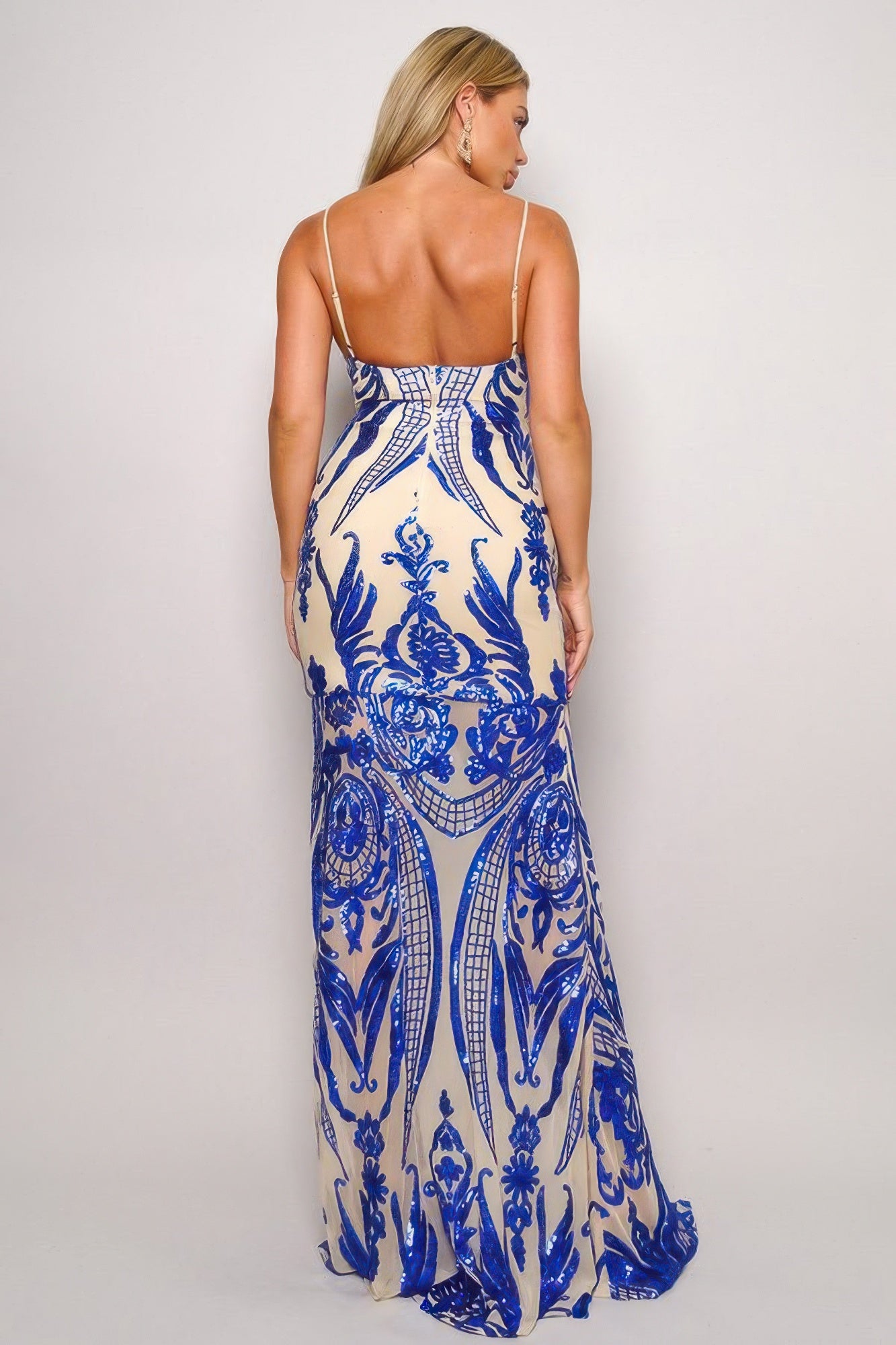 Spaghetti Strap Art Deco Sequins Maxi Dress-Product Type | Naughty Smile Fashion