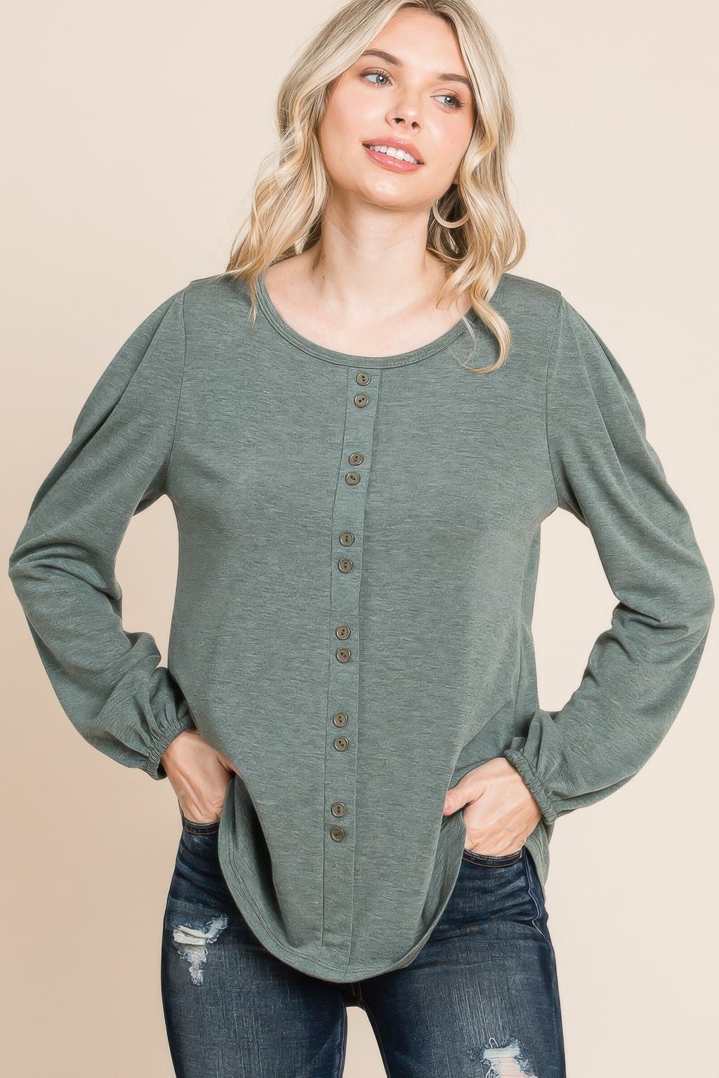 Solid Tr Spandex Long Sleeve Top-Product Type | Naughty Smile Fashion