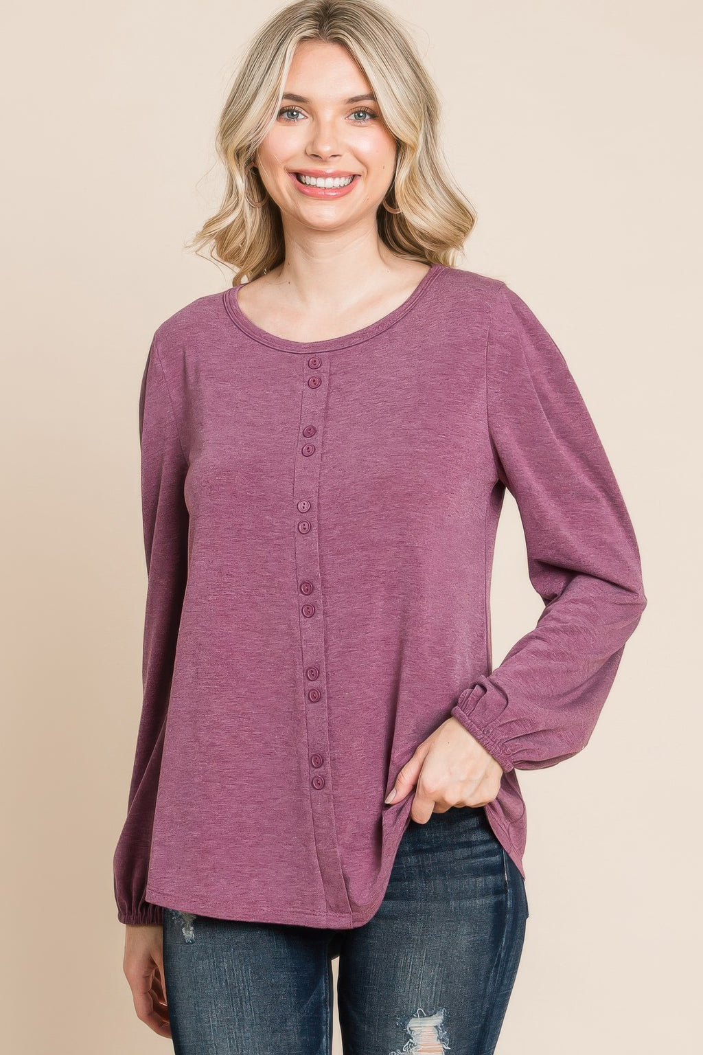 Solid Tr Spandex Long Sleeve Top-Product Type | Naughty Smile Fashion