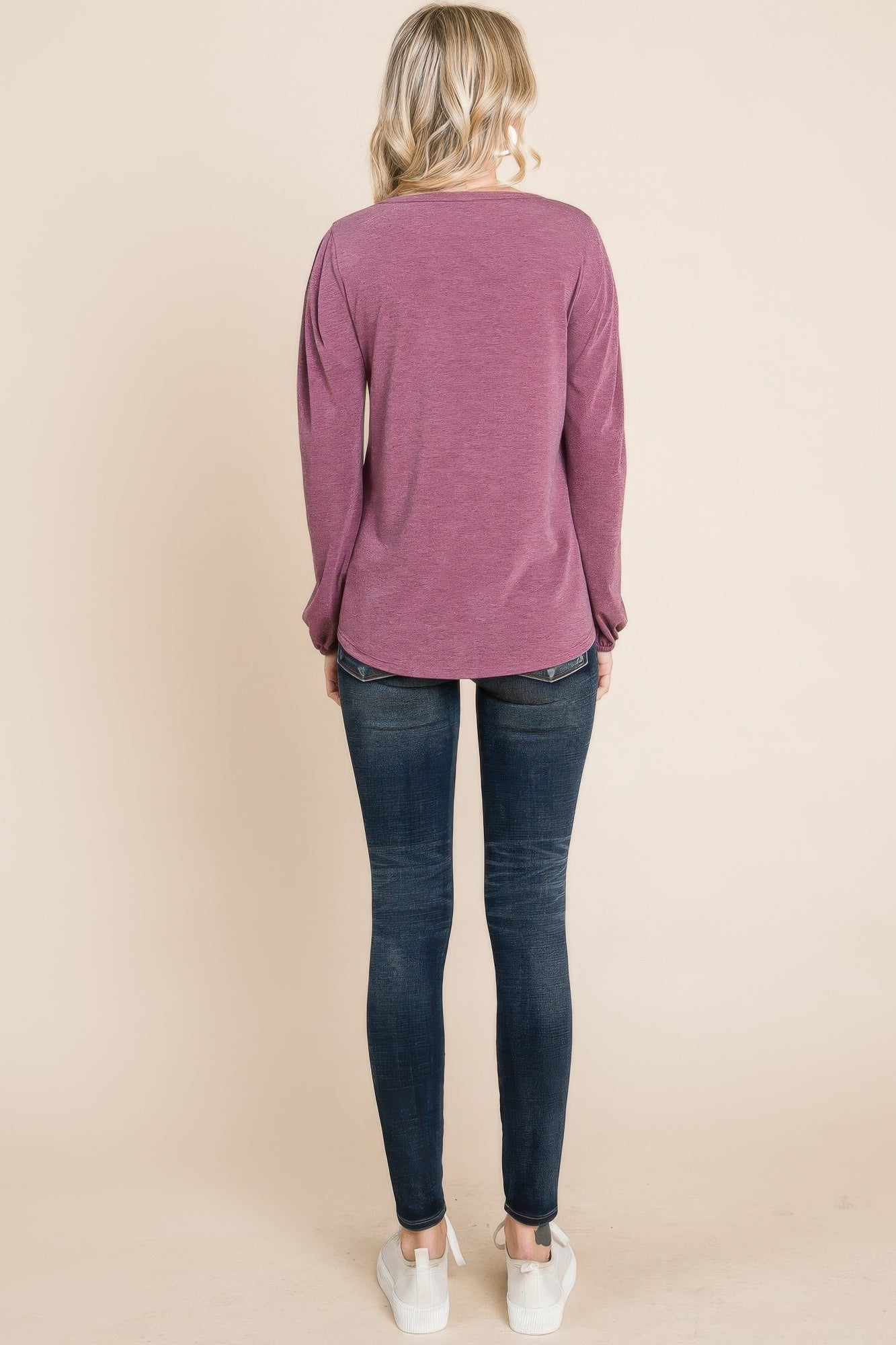 Solid Tr Spandex Long Sleeve Top-Product Type | Naughty Smile Fashion