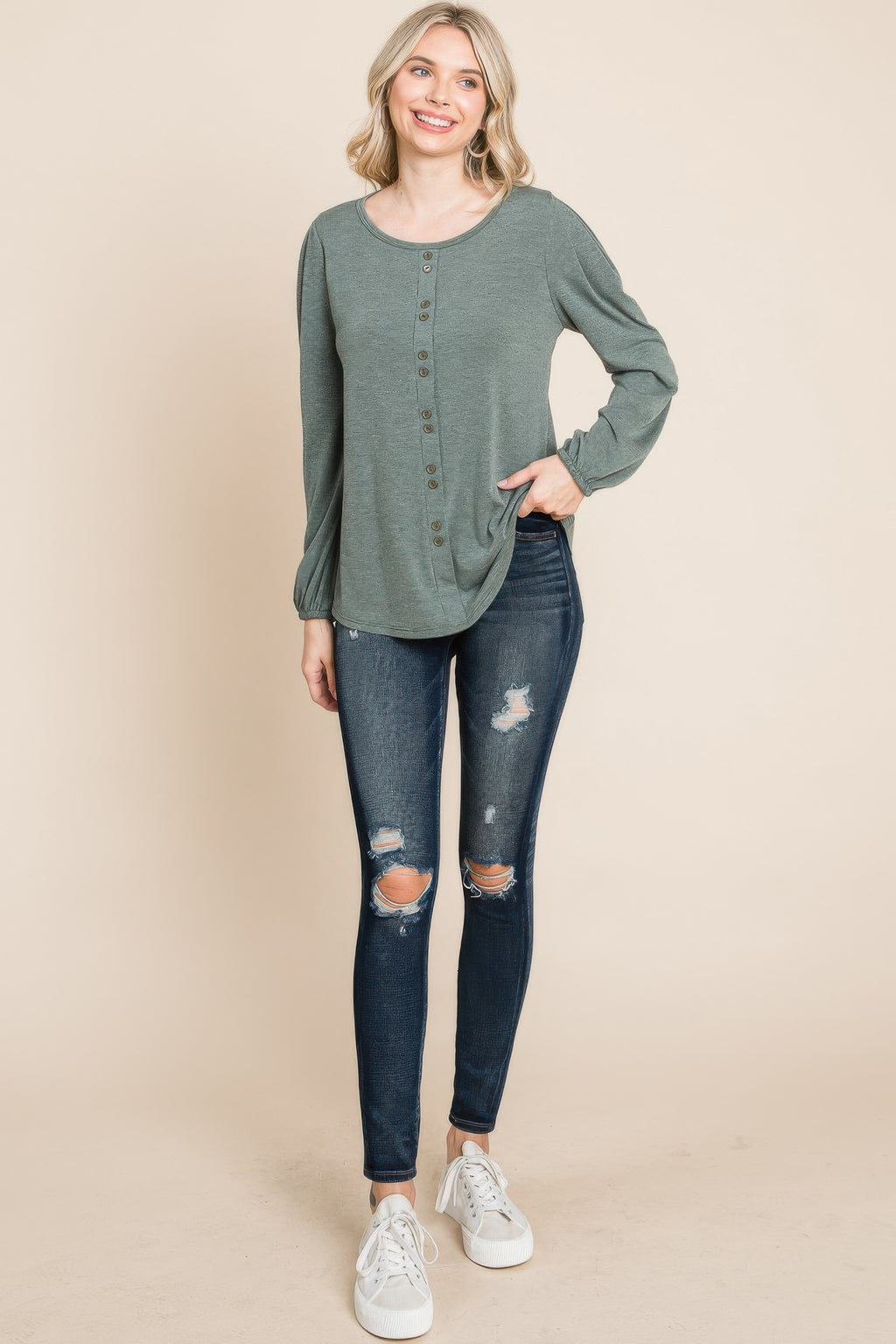 Solid Tr Spandex Long Sleeve Top-Product Type | Naughty Smile Fashion