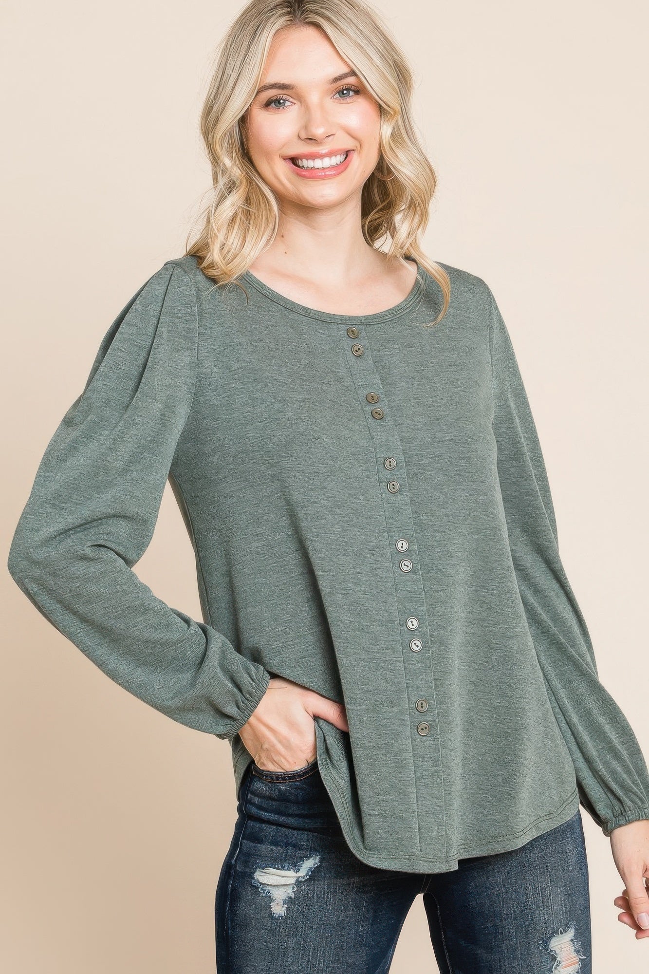 Solid Tr Spandex Long Sleeve Top-Product Type | Naughty Smile Fashion