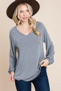 Casual V Neck Basic Long Sleeve Top-Product Type | Naughty Smile Fashion