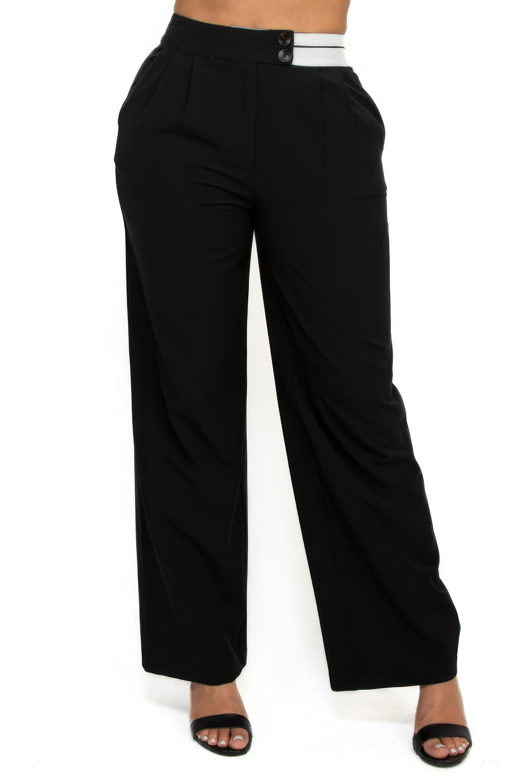 High-rise wide elastic contrast waist pants-Product Type | Naughty Smile Fashion