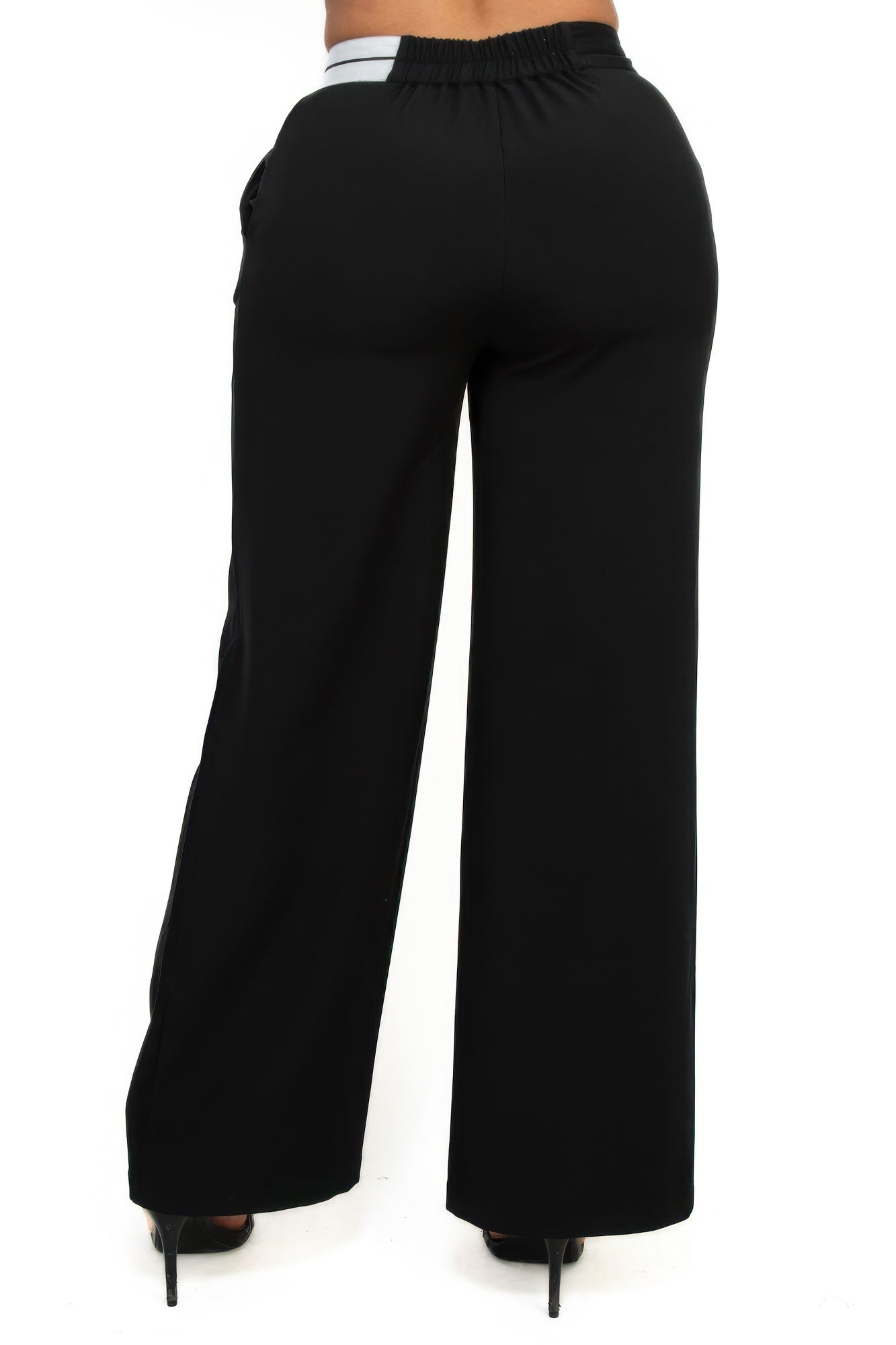 High-rise wide elastic contrast waist pants-Product Type | Naughty Smile Fashion