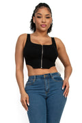 Zip-up square neck crop top-Product Type | Naughty Smile Fashion