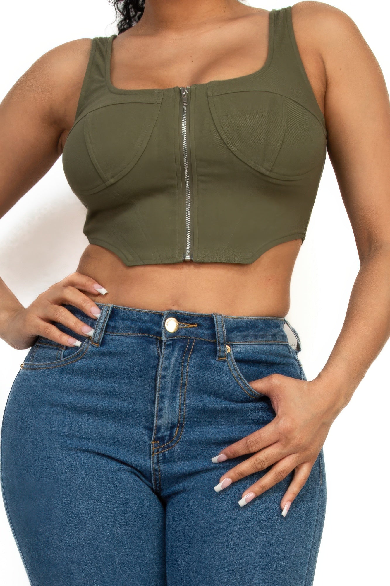 Zip-up square neck crop top-Product Type | Naughty Smile Fashion