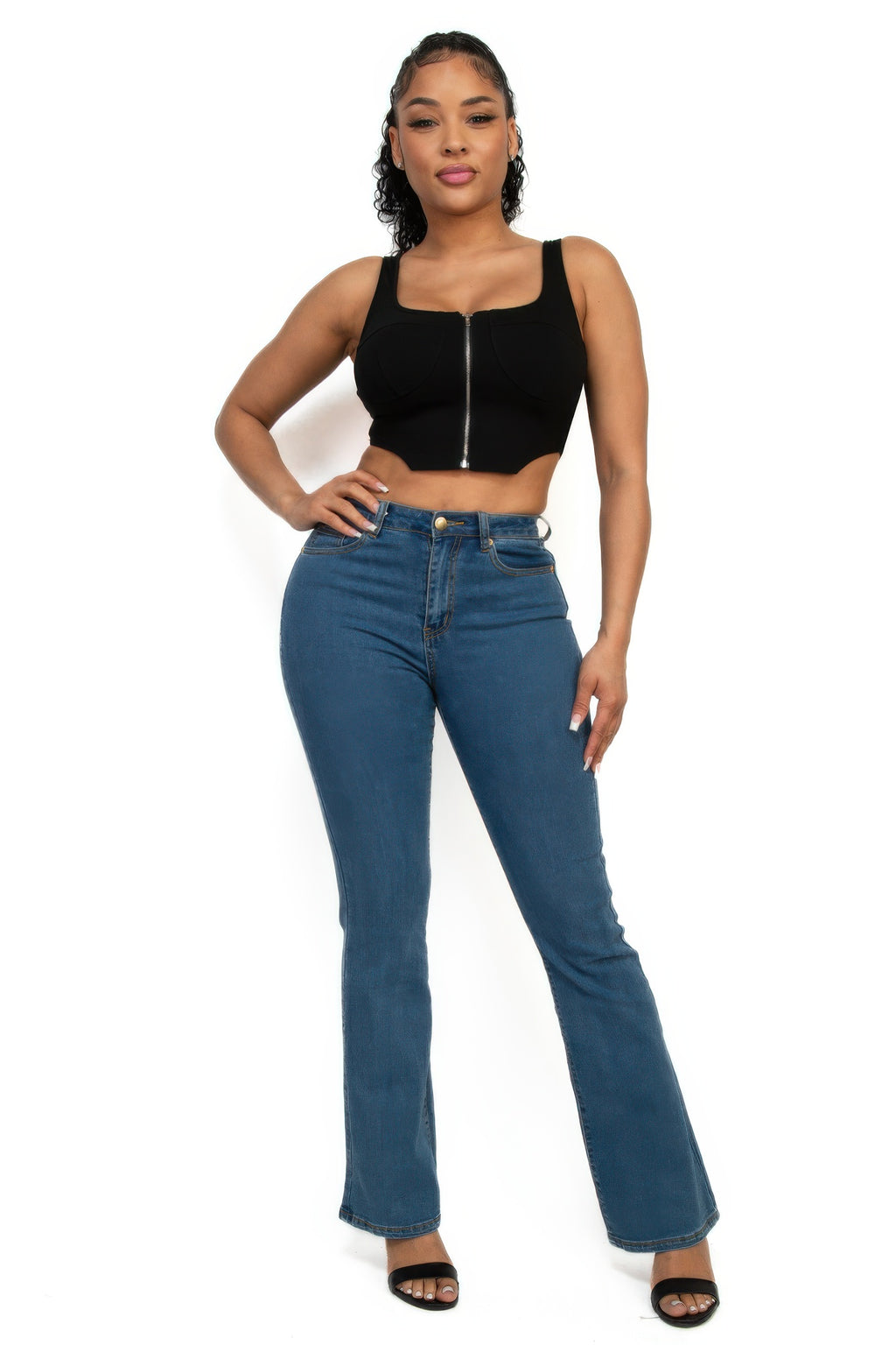 Zip-up square neck crop top-Product Type | Naughty Smile Fashion
